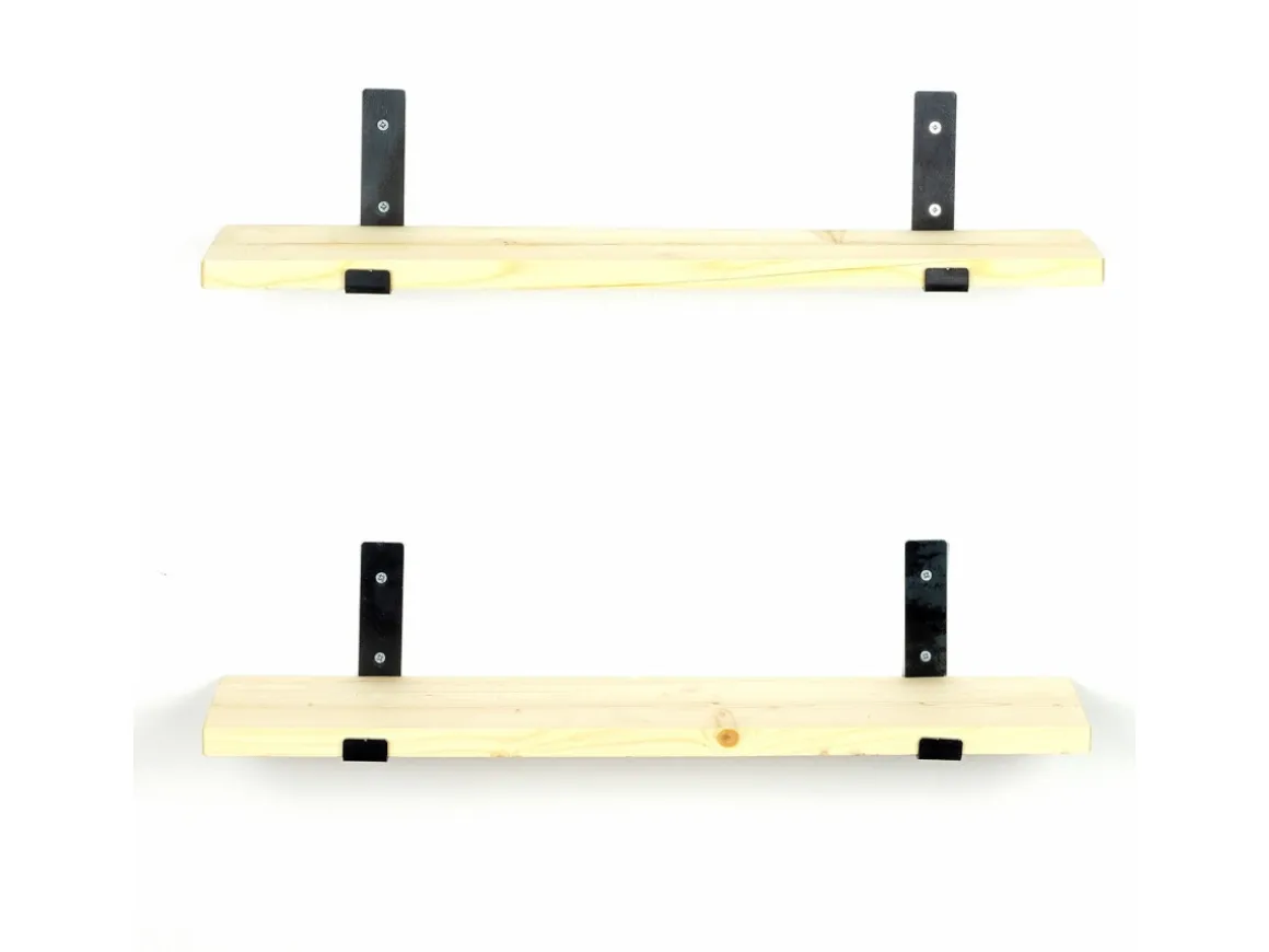 Lot de 2 étagères murales en bois en bois "LAM008" - 60 x 14 x 16 cm - Beige