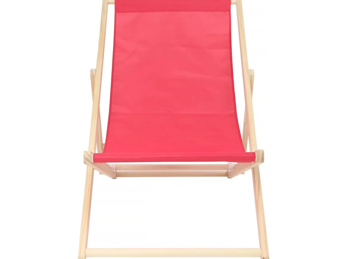 Lot de 2 transat en bois "Chilienne" - 107 x 56.5 x 81 cm - Rouge