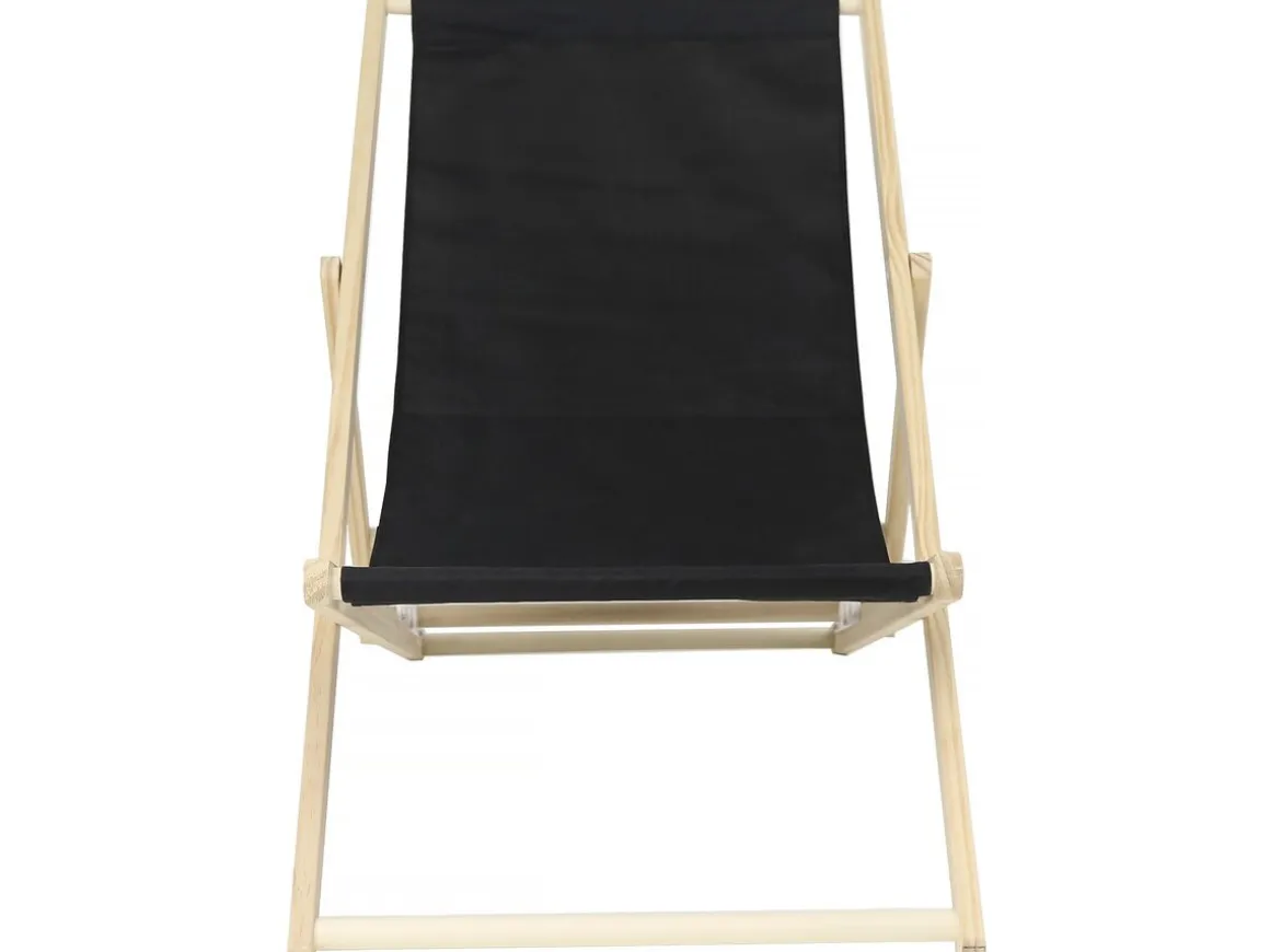 Lot de 2 transat en bois "Chilienne" - 107 x 56.5 x 81 cm - Noir