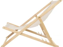 Lot de 2 transats en bois "Chilienne" - 107 x 56.5 x 81 cm - Ecru