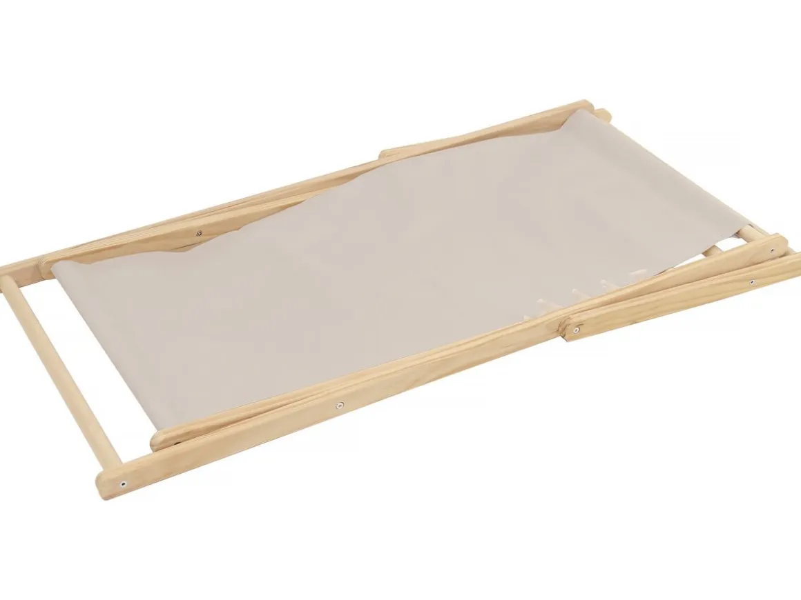 Lot de 2 transats en bois "Chilienne" - 107 x 56.5 x 81 cm - Ecru