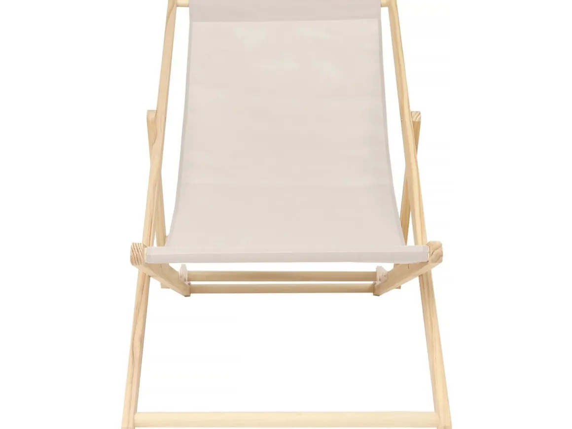 Lot de 2 transats en bois "Chilienne" - 107 x 56.5 x 81 cm - Ecru