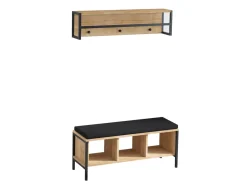 Meuble d'entrée avec assise en bois "Shana" - 100 x 35 x 43 cm - Beige