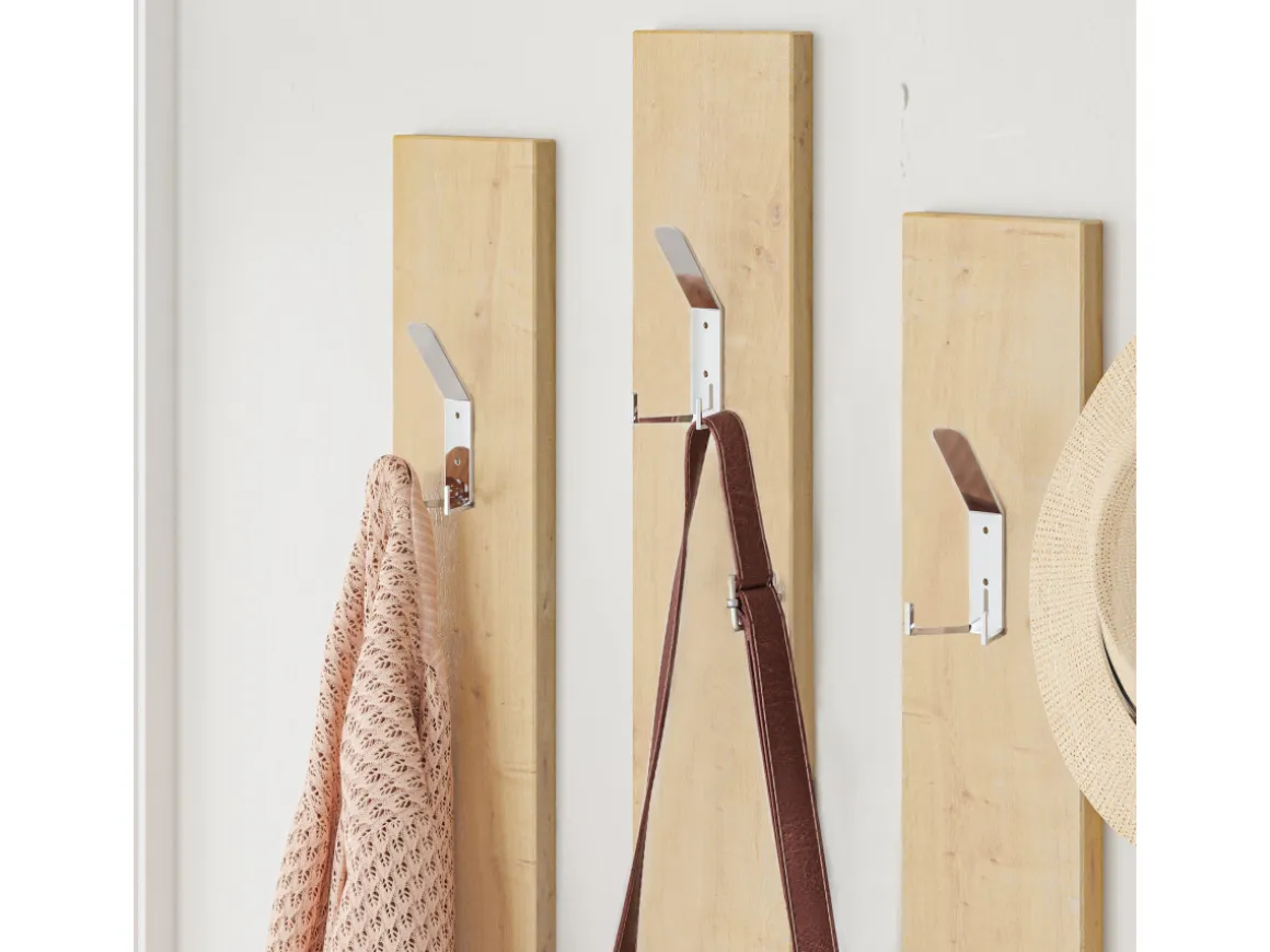 Meuble d'entrée avec miroir en bois "Ramda" - 137 x 35 x 154 cm - Beige