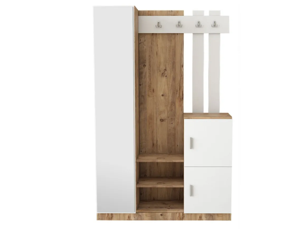 Meuble d'entrée en bois "DD7" - 113 x 37 x 179 cm - Blanc