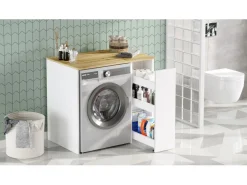 Meuble de salle de bain pour lave-linge en bois "SA1" - 93 x 60 x 88 cm - Blanc