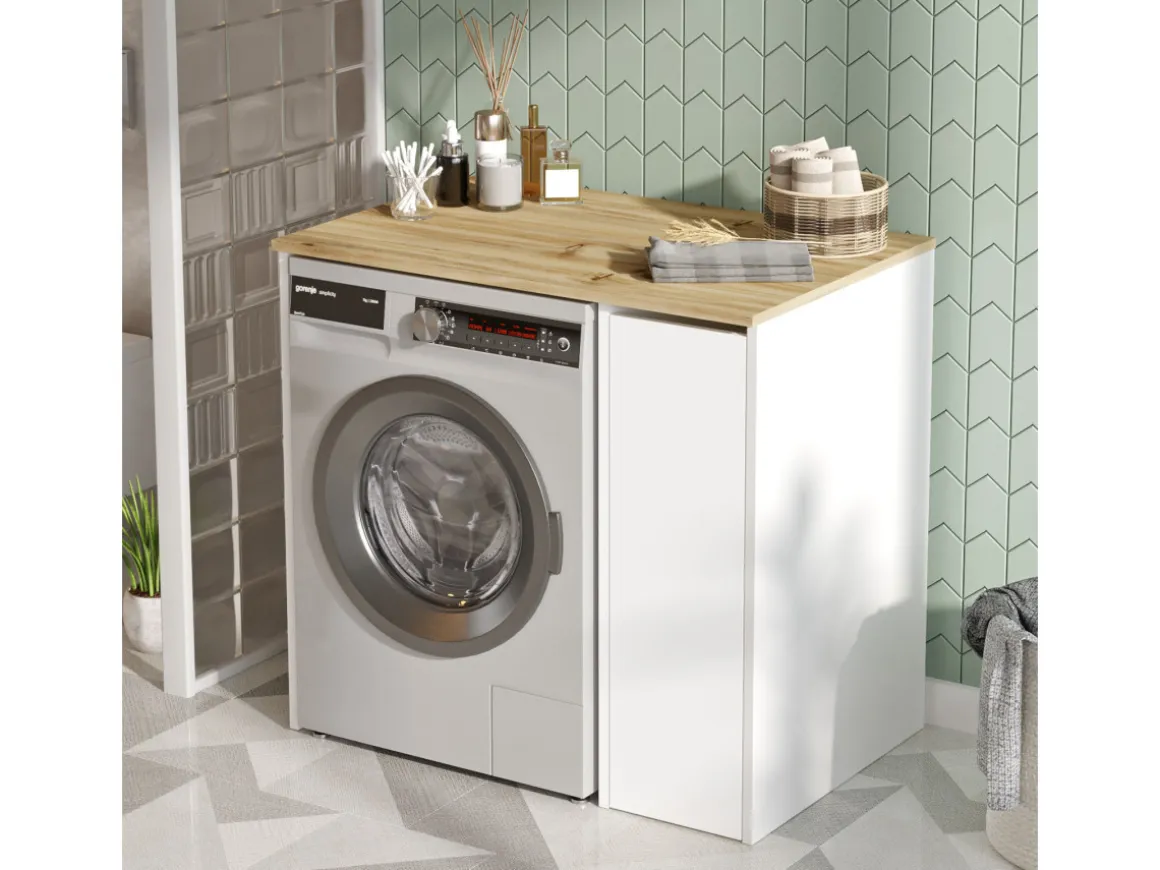 Meuble de salle de bain pour lave-linge en bois "SA1" - 93 x 60 x 88 cm - Blanc
