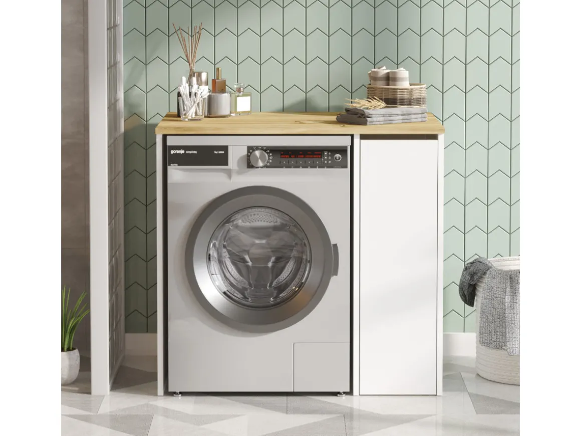 Meuble de salle de bain pour lave-linge en bois "SA1" - 93 x 60 x 88 cm - Blanc
