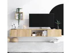 Meuble TV avec étagère murale en bois 