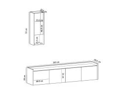 Meuble TV avec étagère murale en bois