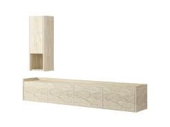 Meuble TV avec étagère murale en bois