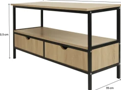 Meuble TV avec tiroir style industriel "Detroit" - 113 x 40 x 55 cm - Beige