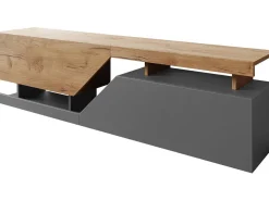 Meuble TV "Ceelias" -160 x 46 x 35 cm - Gris/Marron