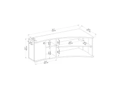 Meuble TV d'angle en bois "Termera" - 135 x 67 x 48 cm - Marron