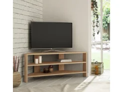 Meuble TV d'angle en bois "Thales" - 114 x 36 x 45 cm - Beige