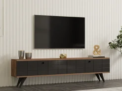Meuble TV en bois "Alberi" - 160 x 25 x 35 cm - Gris anthracite
