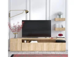 Meuble TV en bois "Alika" - 180 x 35 x 45 cm - Chêne
