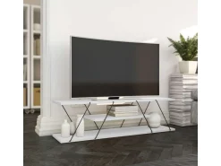 Meuble TV en bois "April" - 120 x 30 x 33 cm - Blanc