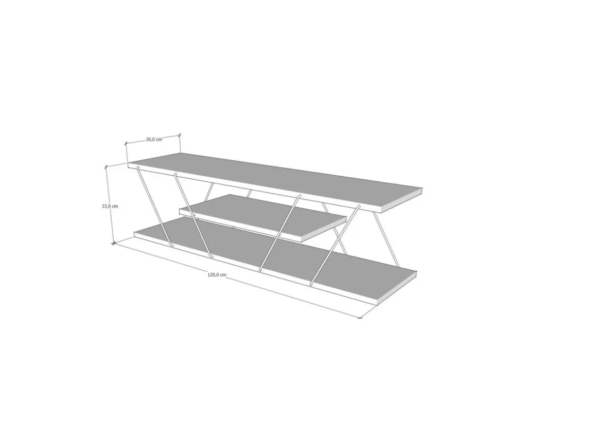 Meuble TV en bois "April" - 120 x 30 x 33 cm - Gris anthracite