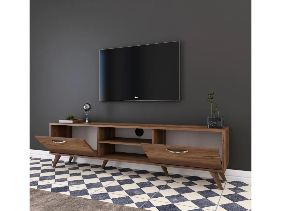 Meuble TV en bois "Atik" - 180 x 35 x 48 cm - Marron