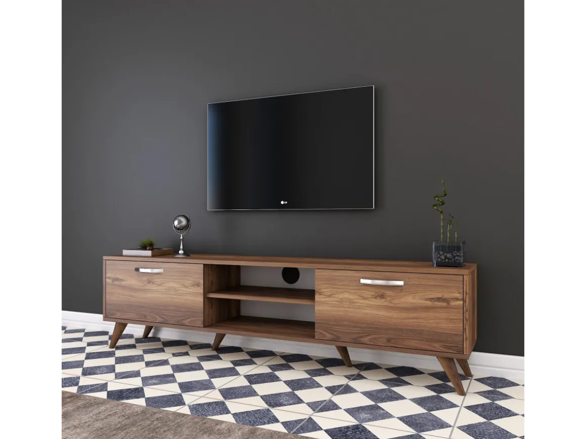 Meuble TV en bois "Atik" - 180 x 35 x 48 cm - Marron
