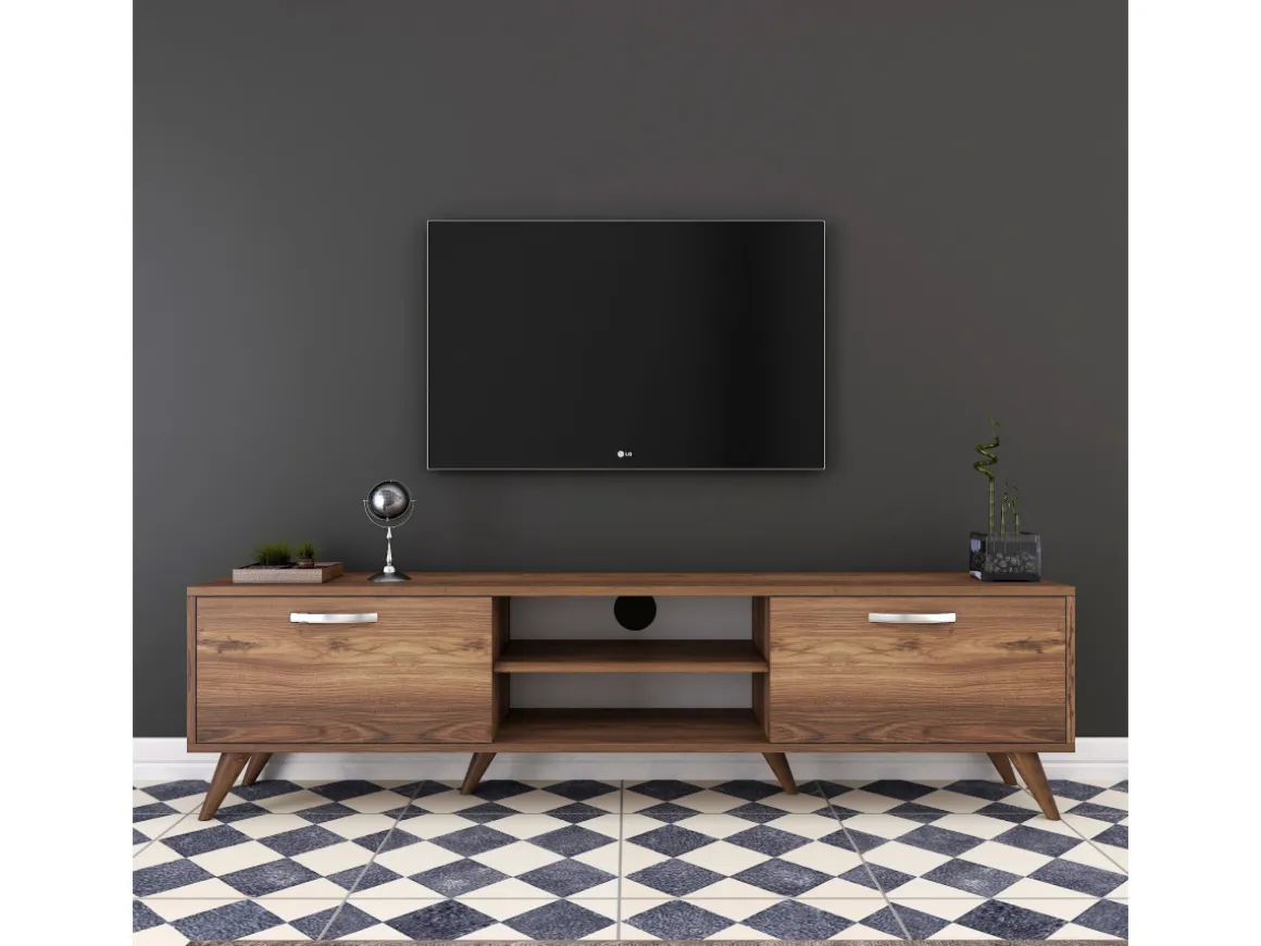 Meuble TV en bois "Atik" - 180 x 35 x 48 cm - Marron