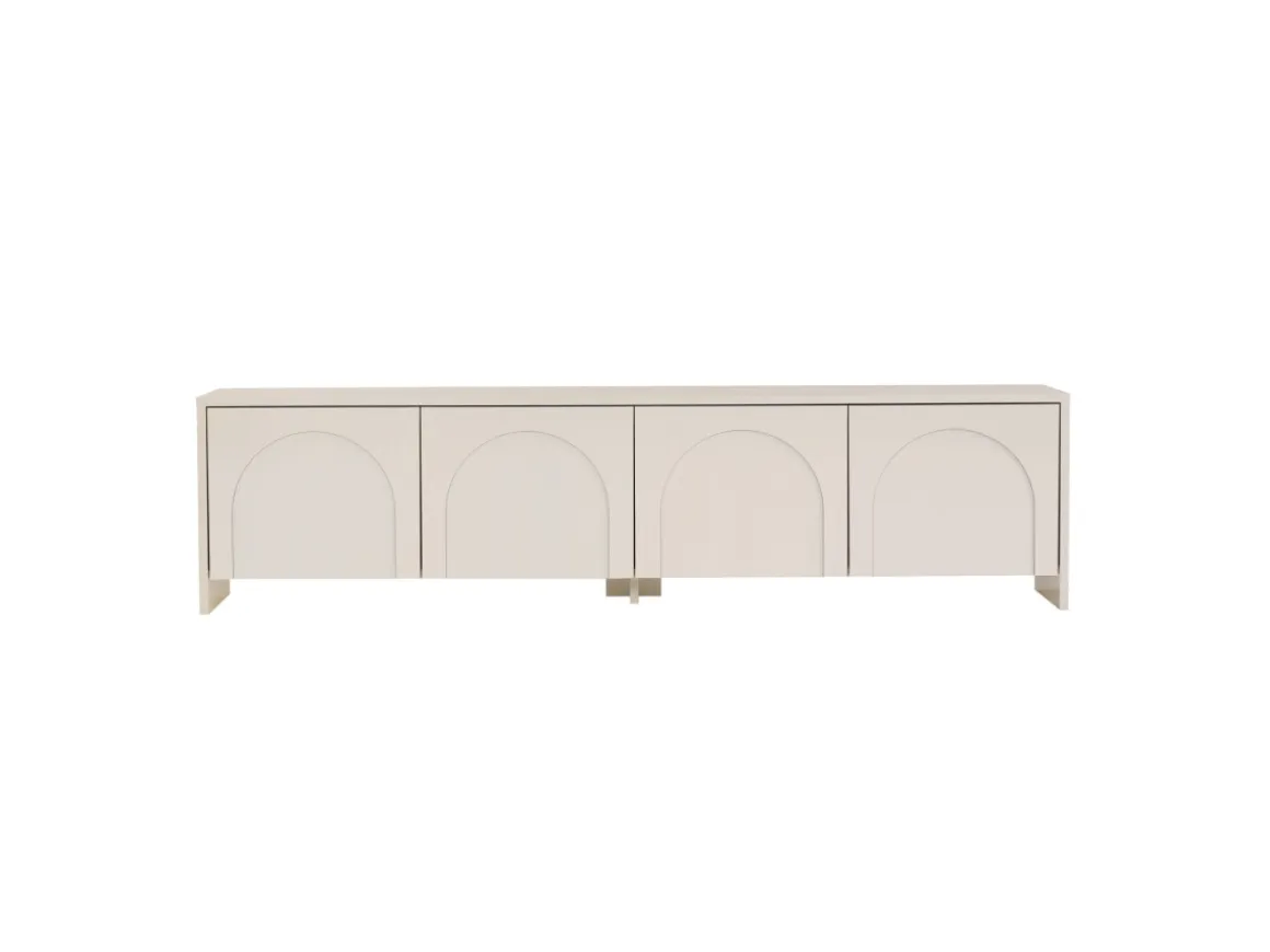 Meuble TV en bois "Aurelia" - 180 x 32 x 45 cm - Crème