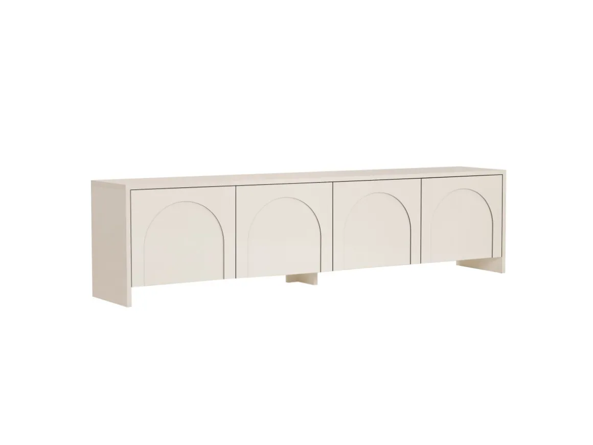 Meuble TV en bois "Aurelia" - 180 x 32 x 45 cm - Crème