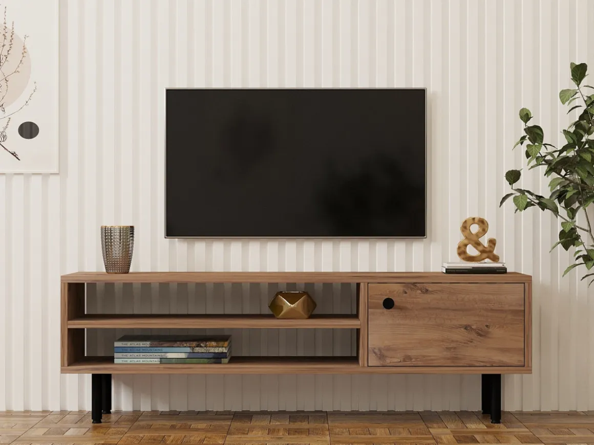 Meuble TV en bois "Avila" - 120 x 30 x 38 cm - Pin atlantique