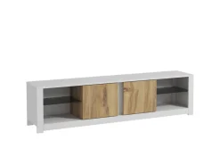 Meuble TV en bois "Aydos" 180 x 35 x 45 cm - Blanc