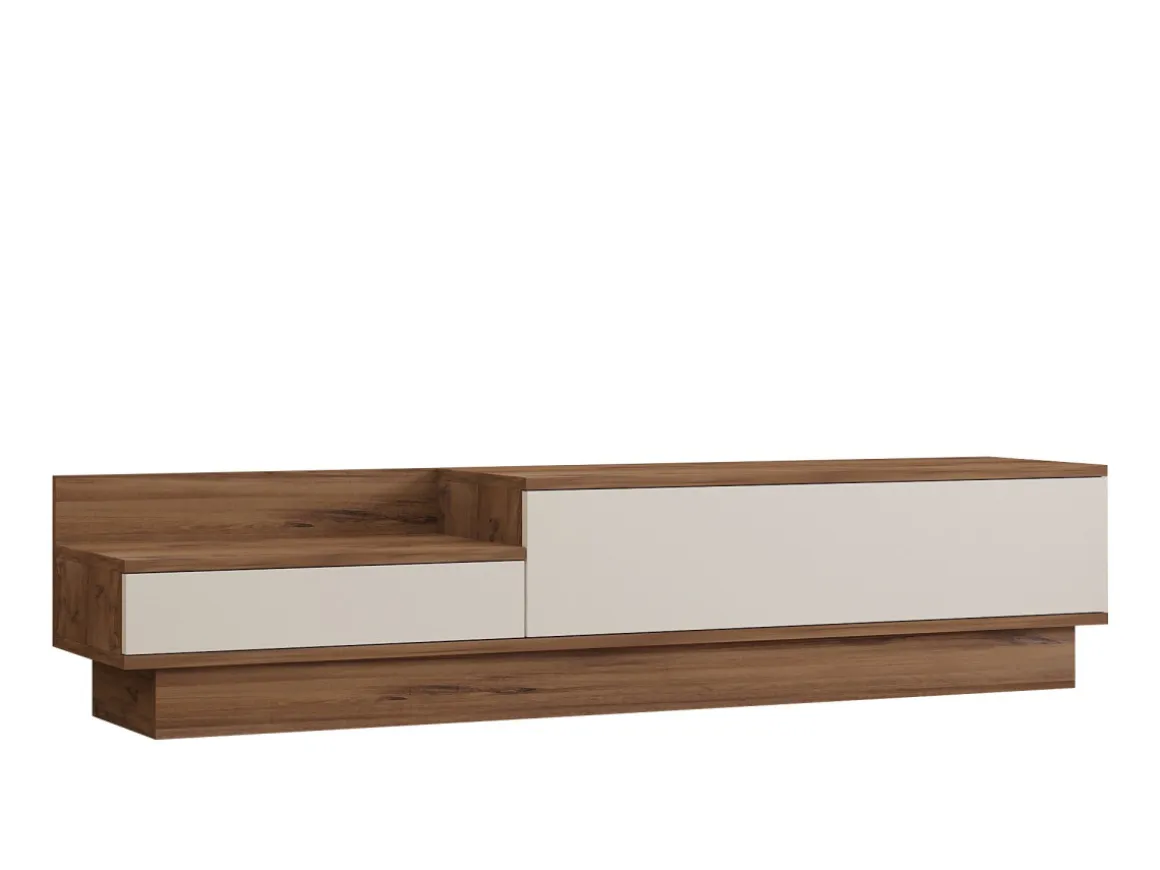 Meuble TV en bois "Barko" - 160 x 35 x 35 cm - Pin atlantiqueBlanc