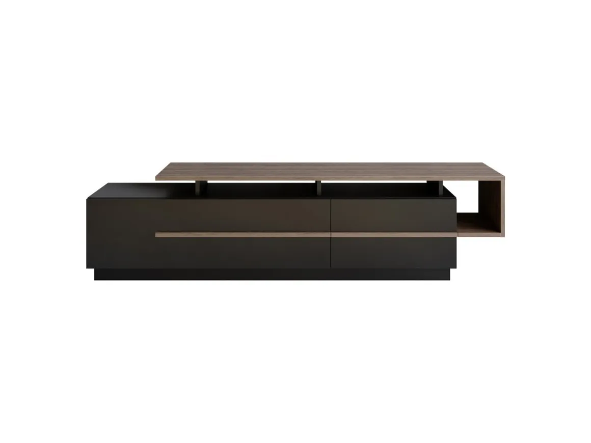 Meuble TV en bois "Basak" - 180 x 40 x 46 cm - Noir