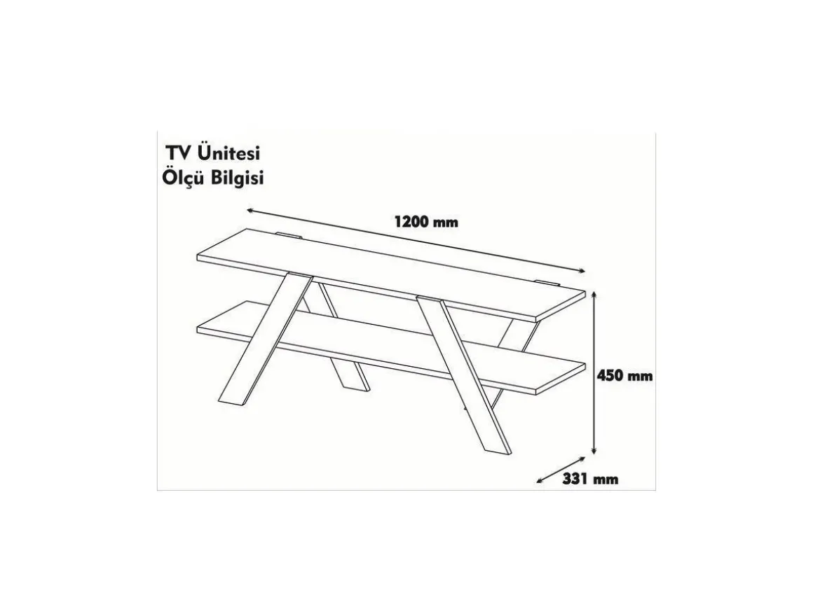 Meuble TV en bois "Basic" - 120 x 33 x 45 cm - Blanc