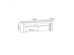 Meuble TV en bois "Bati" - 150 x 36 x 46 cm - Blanc
