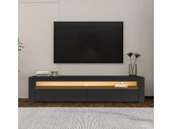 Meuble TV en bois "Bati" - 150 x 36 x 46 cm - Gris anthracite