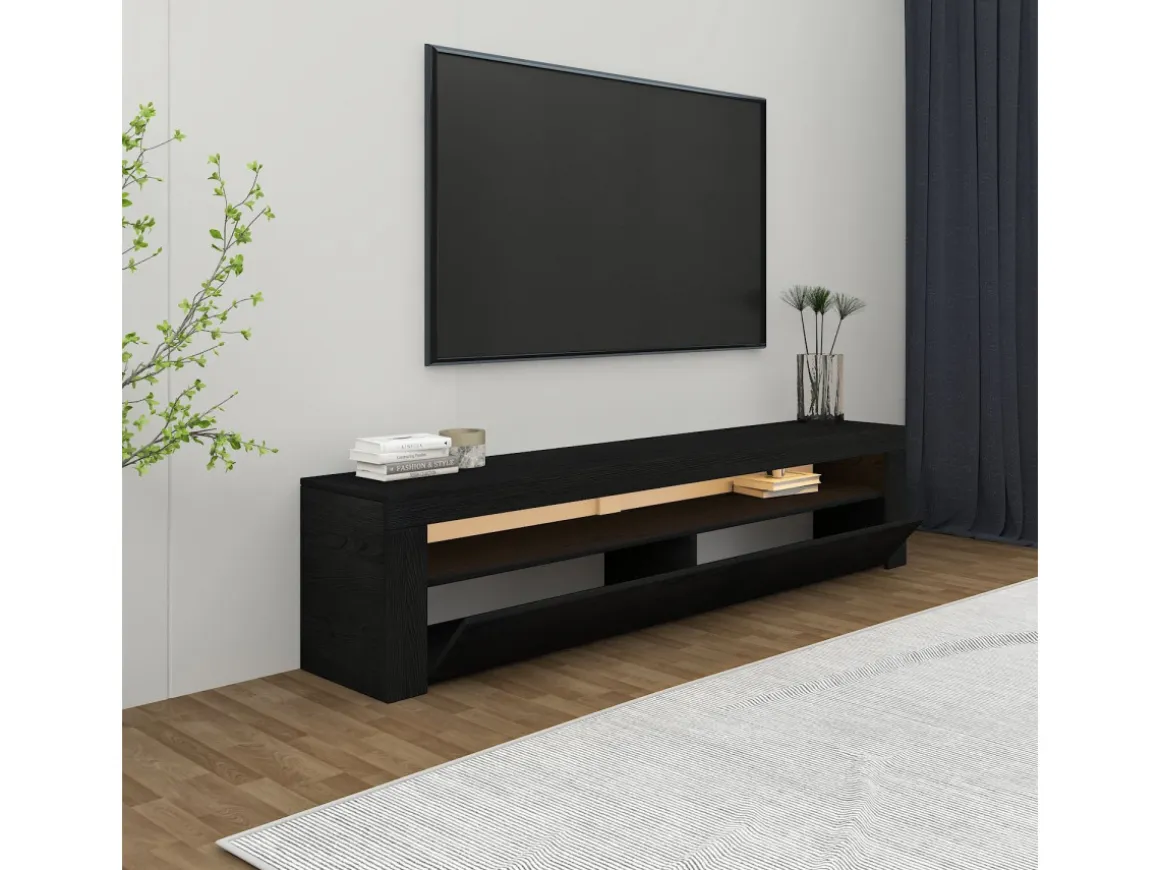 Meuble TV en bois "Bati" - 150 x 36 x 46 cm - Noir