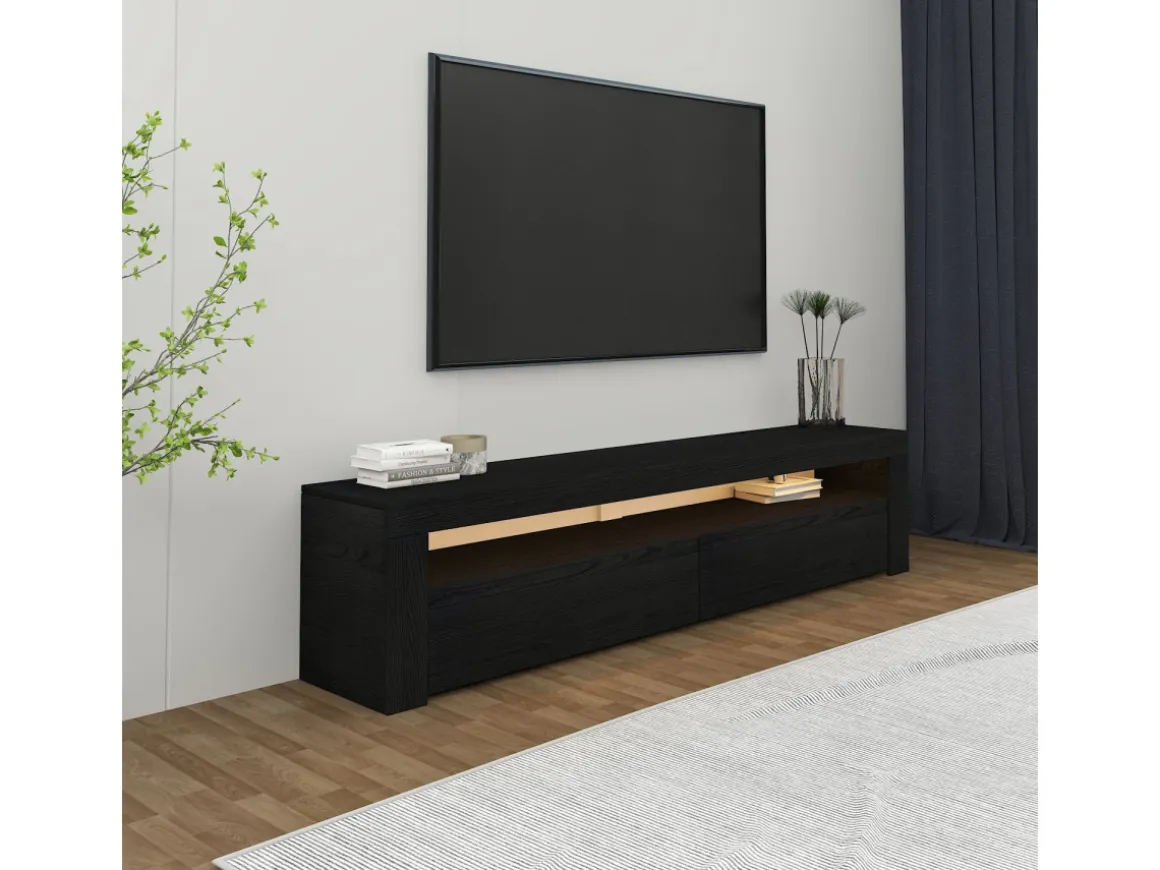 Meuble TV en bois "Bati" - 150 x 36 x 46 cm - Noir