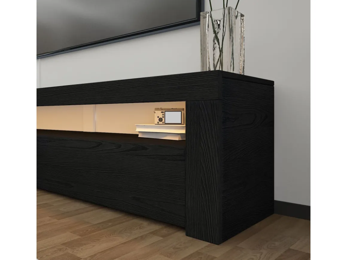 Meuble TV en bois "Bati" - 150 x 36 x 46 cm - Noir