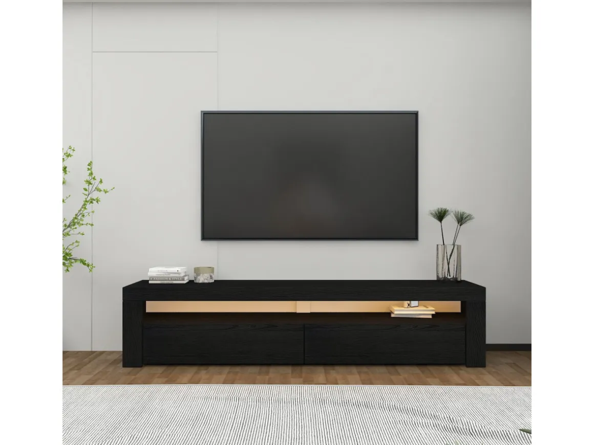 Meuble TV en bois "Bati" - 150 x 36 x 46 cm - Noir