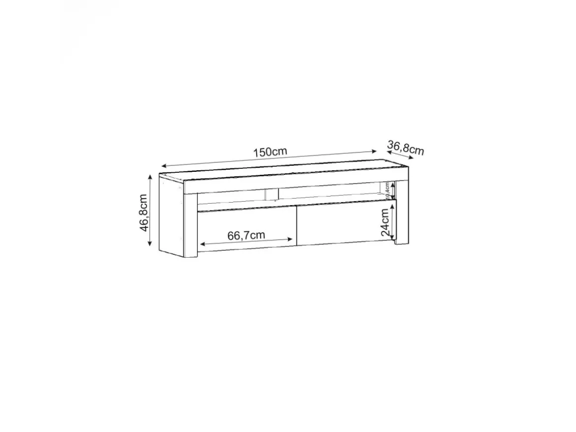 Meuble TV en bois "Bati" - 150 x 36 x 46 cm - Travertin