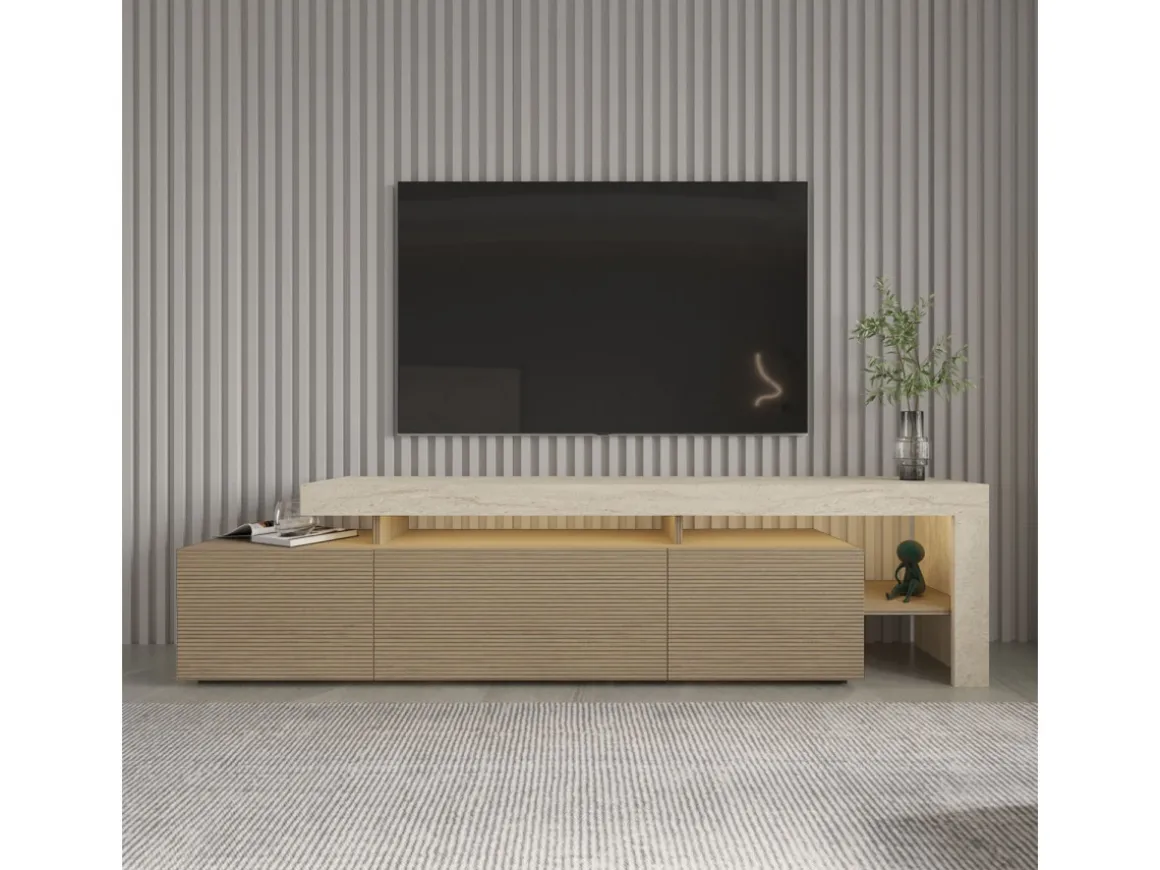 Meuble TV en bois "Beliz" - 192 x 37 x 53 cm - Beige