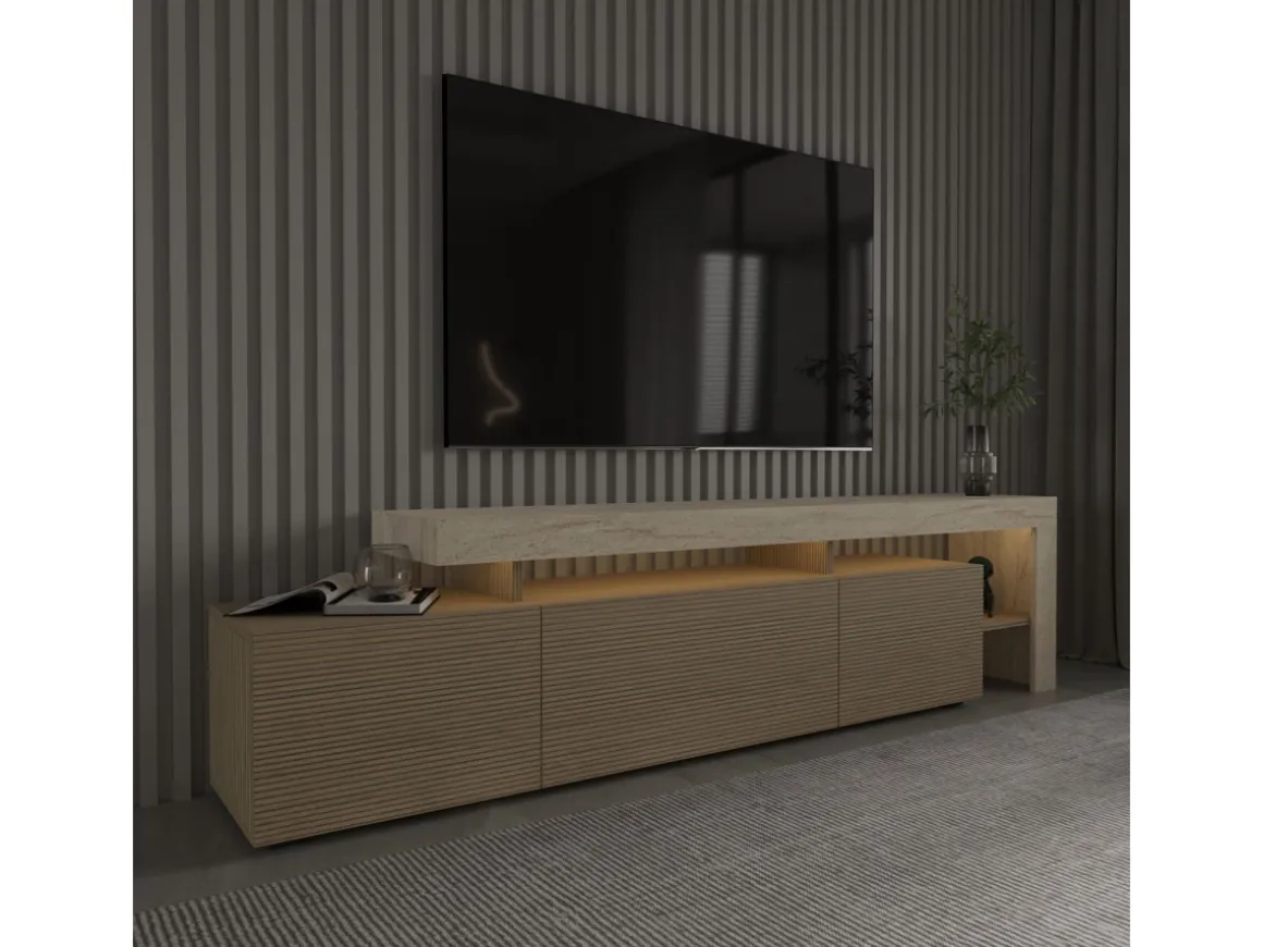 Meuble TV en bois "Beliz" - 192 x 37 x 53 cm - Beige
