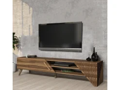 Meuble TV en bois "Beril" - 180 x 40 x 37 cm - Noyer