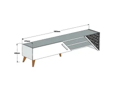 Meuble TV en bois "Beril" - 180 x 40 x 37 cm - Noyer