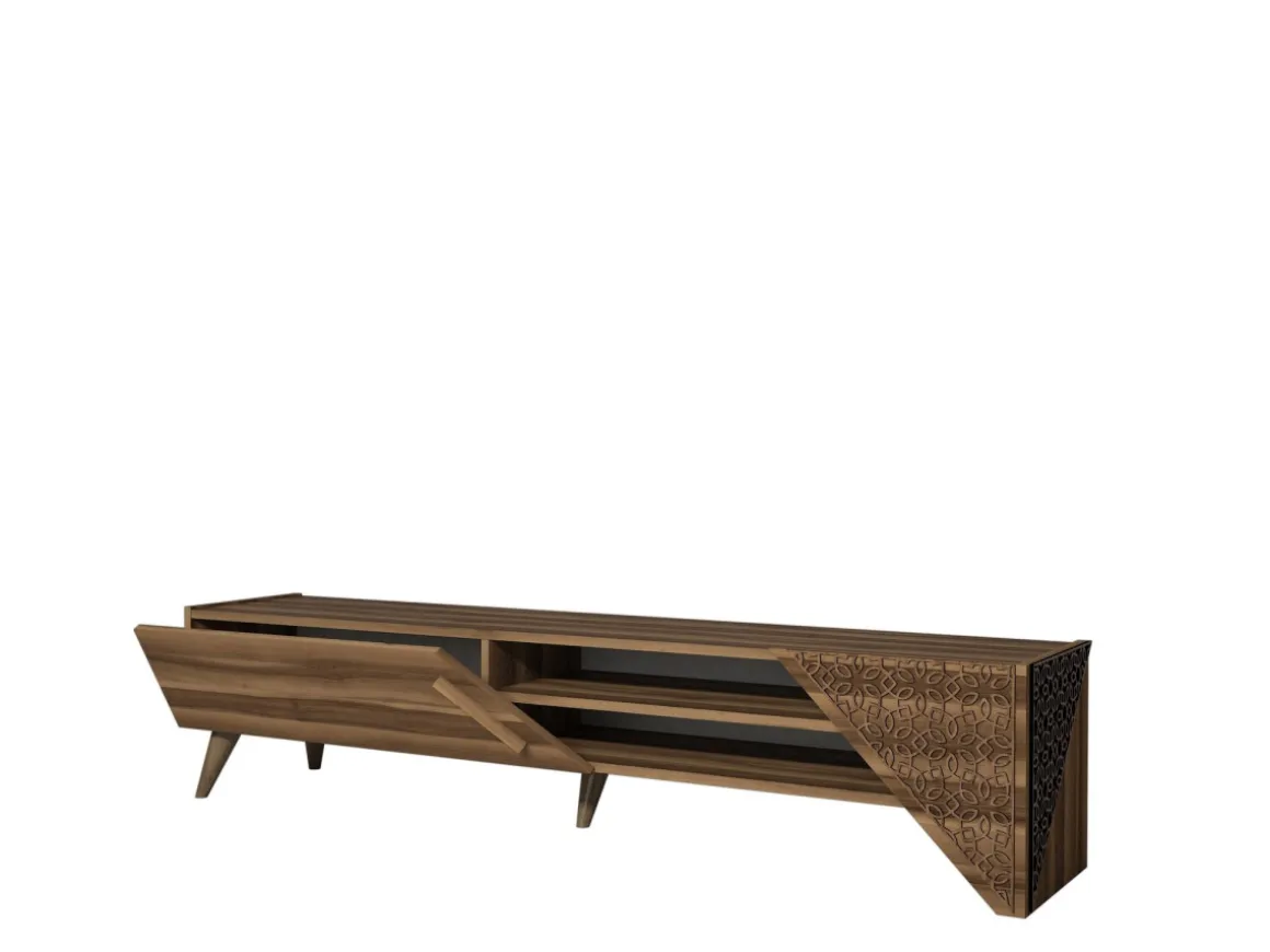 Meuble TV en bois "Beril" - 180 x 40 x 37 cm - Noyer