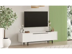 Meuble TV en bois "Calvin" - 160 x 35 x 45 cm - Blanc