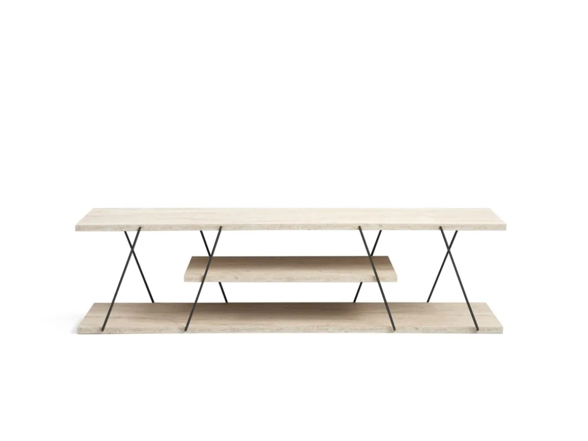 Meuble TV en bois "Canaz" - 120 x 30 x 33 cm - Beige