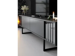 Meuble TV en bois "Chrome Line" - 180 x 30 x 48 cm - AnthraciteNoir