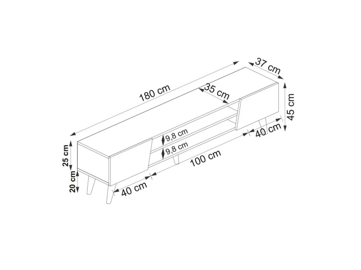 Meuble TV en bois "Clark" - 180 x 37 x 45 cm - Marron