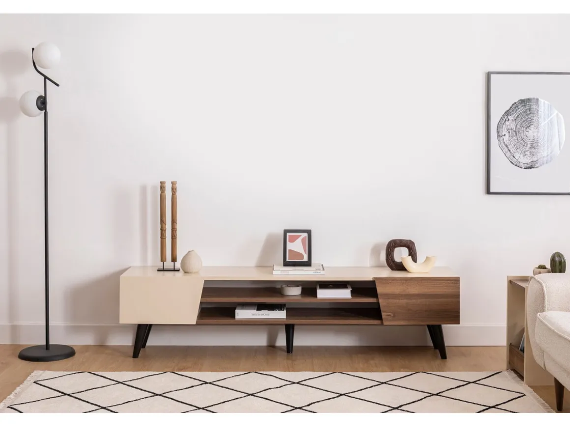 Meuble TV en bois "Clark" - 180 x 37 x 45 cm - Marron